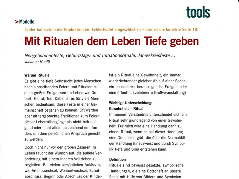 Mit Ritualen dem Leben Tiefe geben